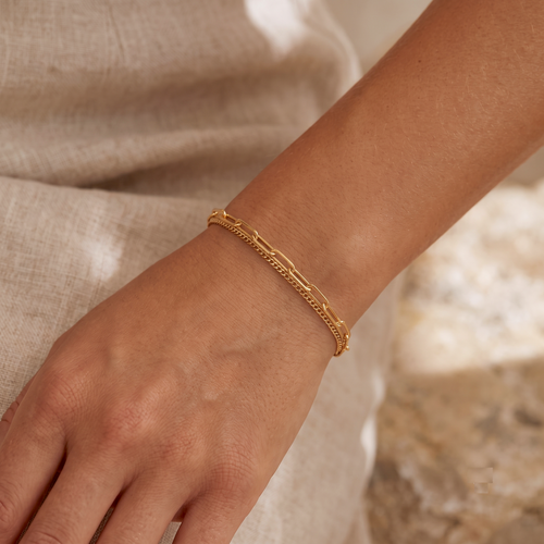 Paperclip Double Chain Bracelet