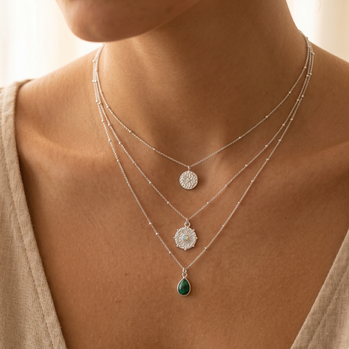 Amulet Floral CZ Charm Necklace