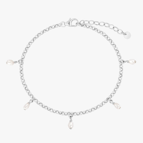 Tiny Pearly Rolo Chain Bracelet