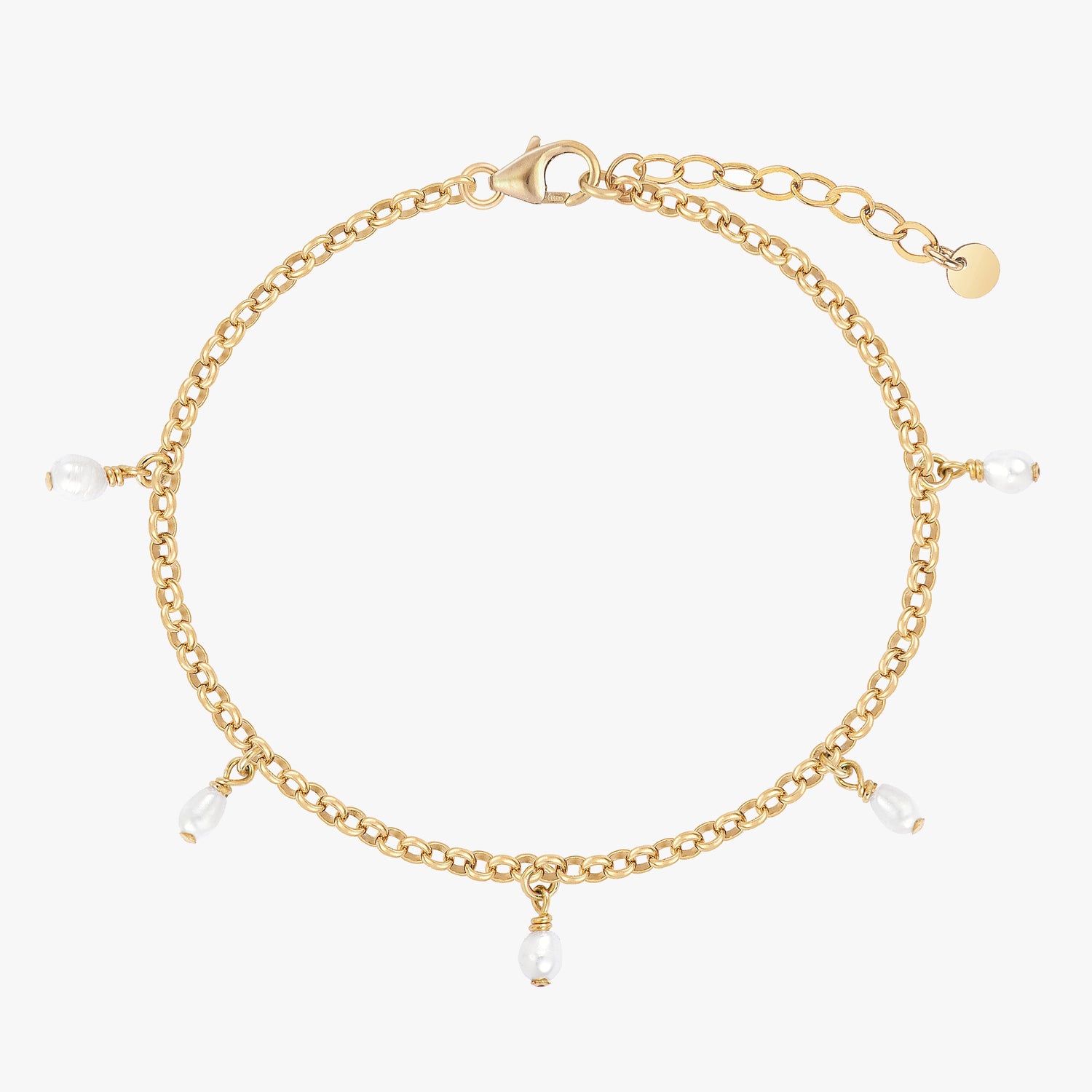 Tiny Pearly Rolo Chain Bracelet