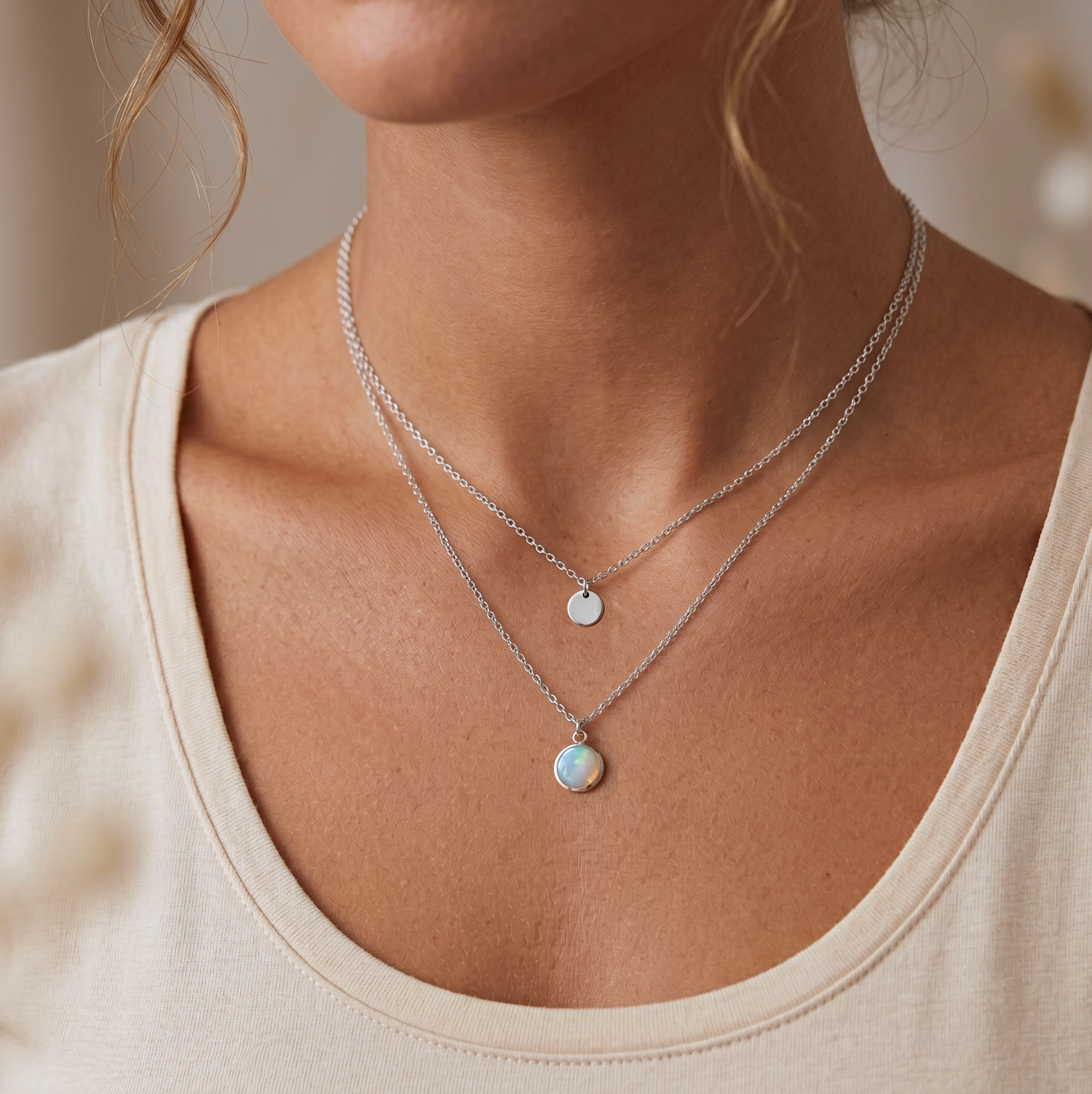Opal Bezel Necklace