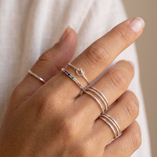 Rainbow Eternity Ring Silver