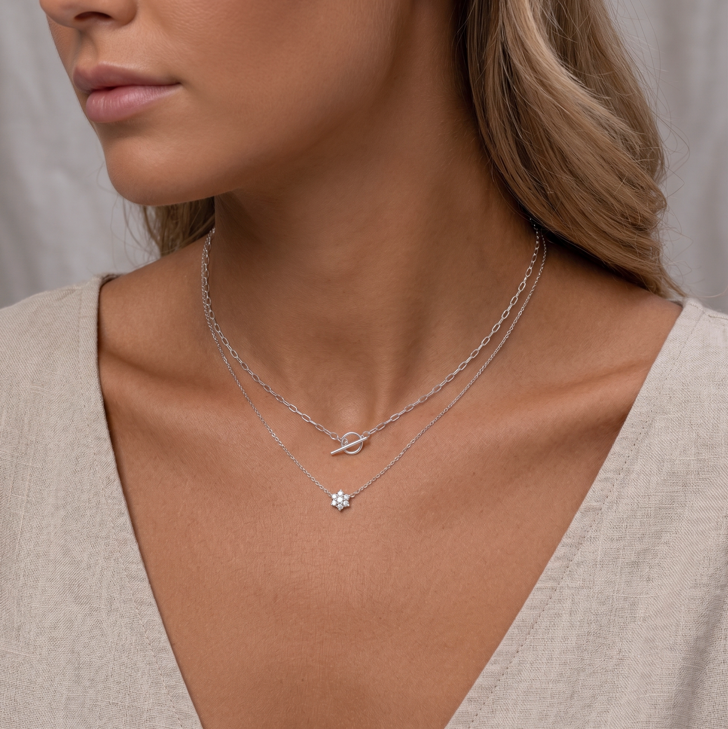 Pave Flower Necklace