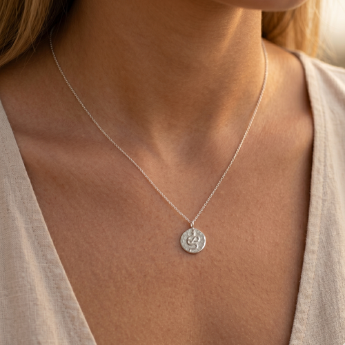 Snake Hammered Disc Necklace