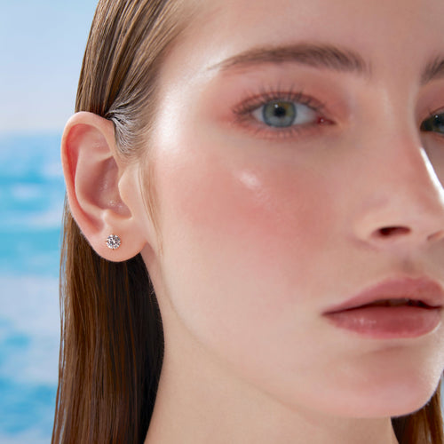 14K Solid Gold Small Solitaire Stud Earrings 5mm