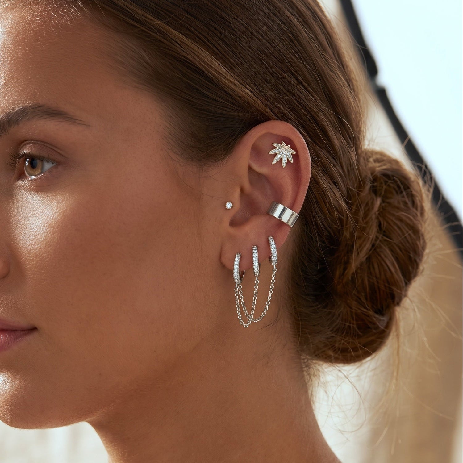 Sparkly Sweet Leaf Stud Earrings