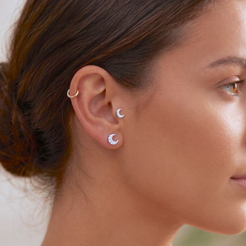 Crescent Moon Flatback Earring