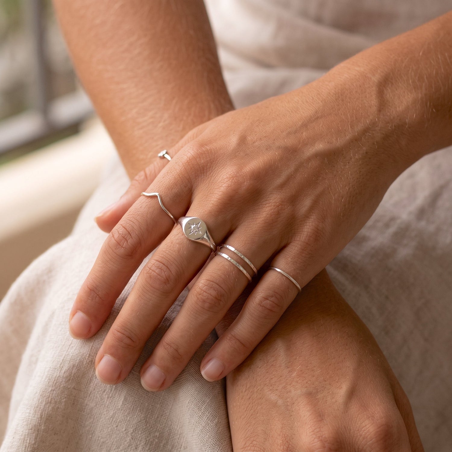 Star Signet Ring Silver