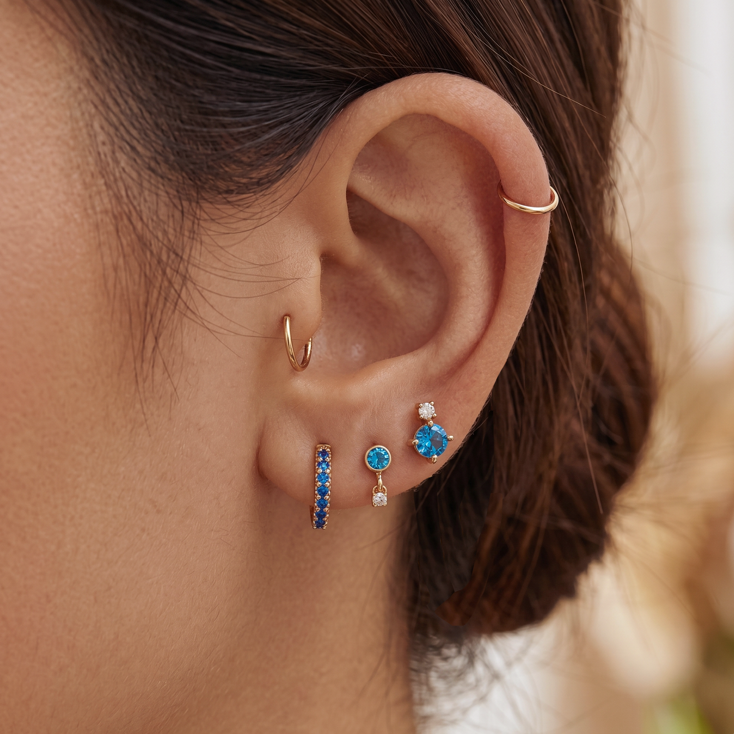 Sapphire Pave Huggie Hoop Earrings