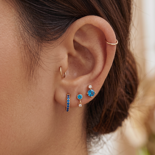 Sapphire Pave Huggie Hoop Earrings