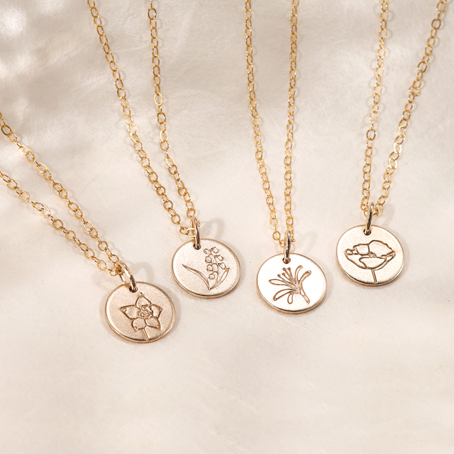 Personalized Mini Birth Flower Necklace