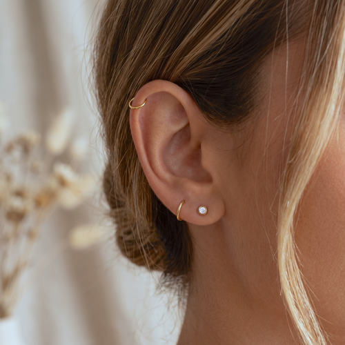 14K Solid Gold Tiny Clicker Hoop 8mm