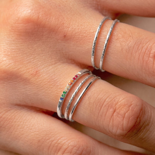 Rainbow Eternity Ring Silver
