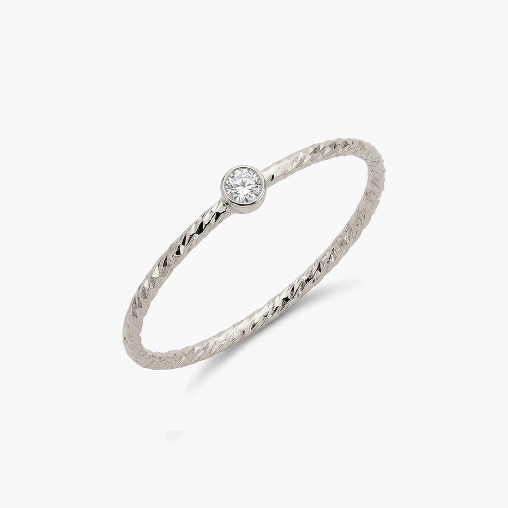 Mini Sparkle Bezel Ring Silver