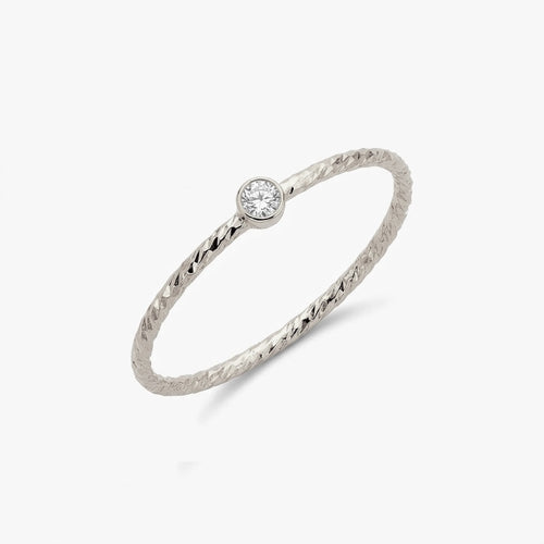 Mini Sparkle Bezel Ring Silver