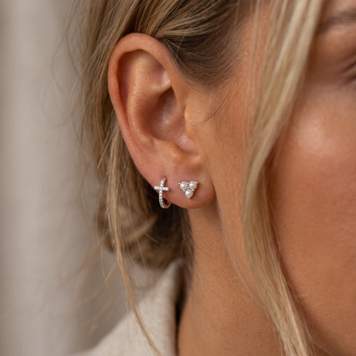 Trinity Pearl Stud Earrings