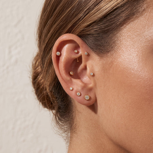 Scalloped Mini Threaded Flatback Earring