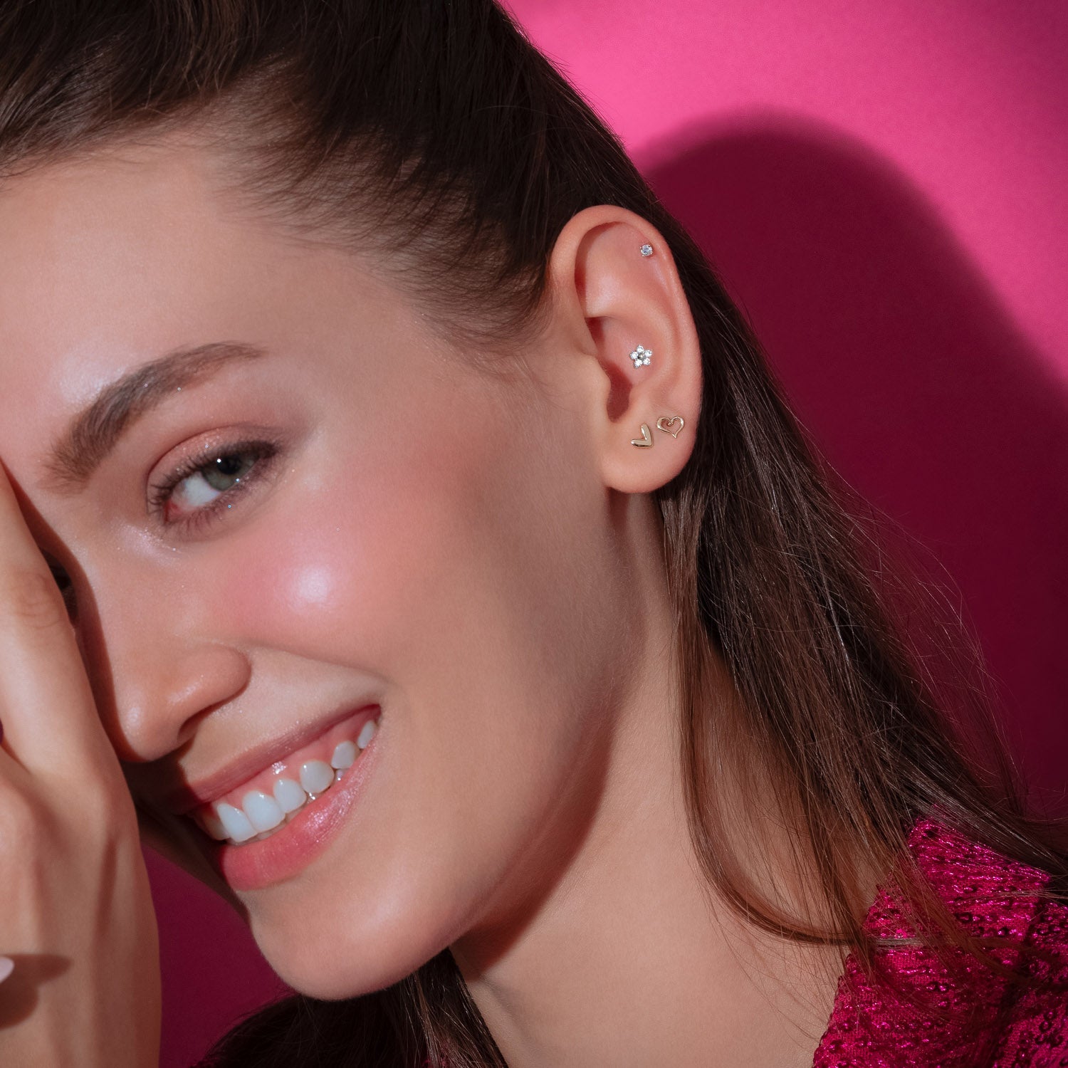 14K Solid Gold Lab Diamond Bloom Flatback Earring