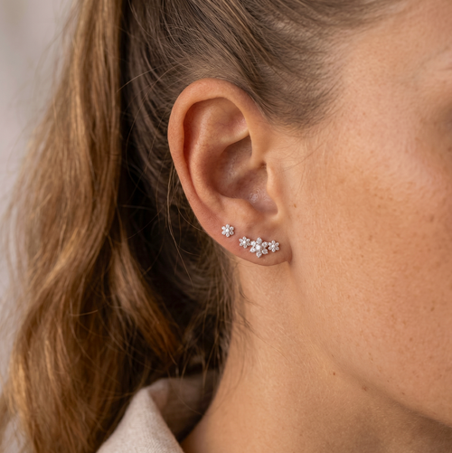 14K Solid Gold Small Flower Threaded Labret Earring
