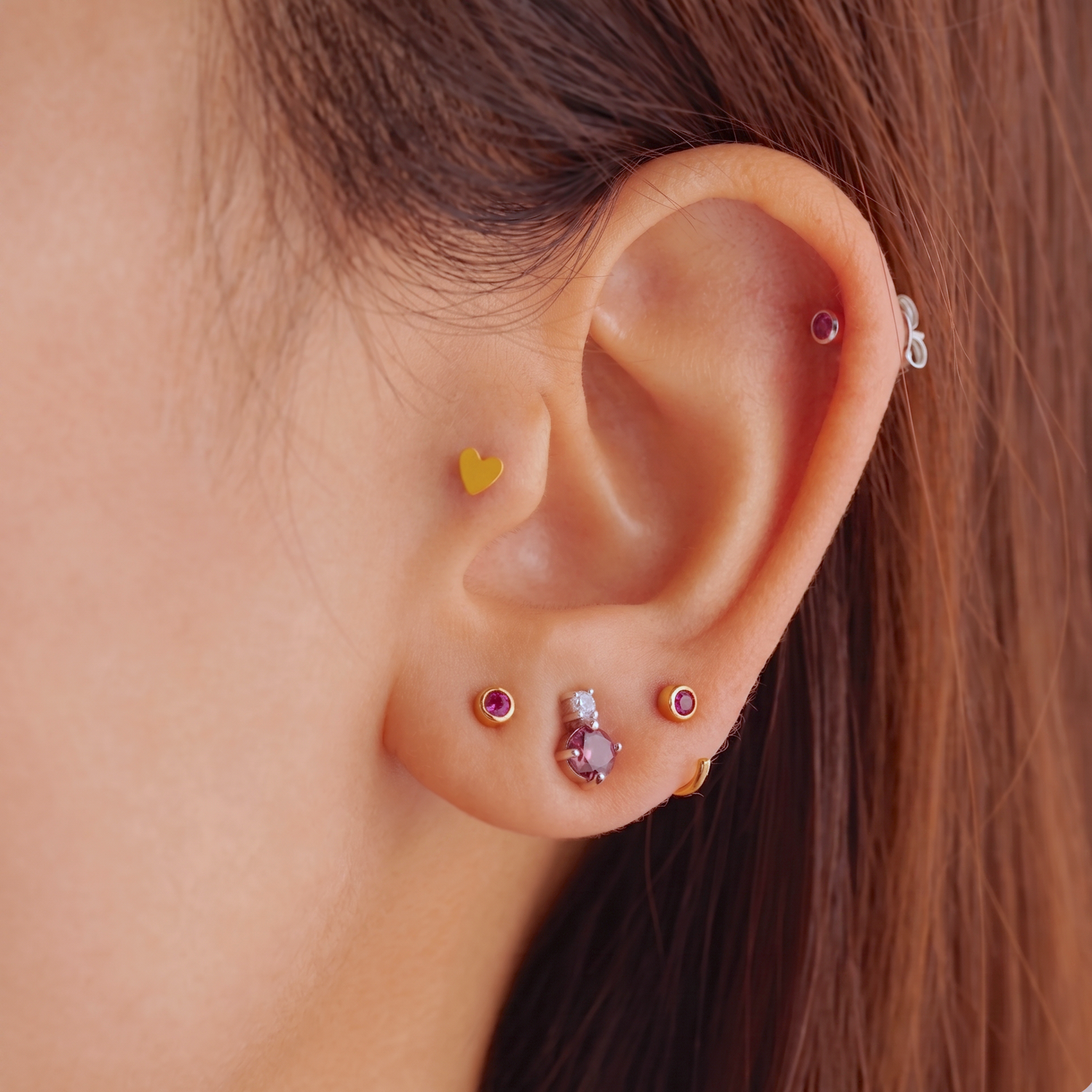 Rhodolite CZ Stud Earrings