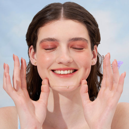 14K Solid Gold Mini Pavé Diamond Butterfly Necklace