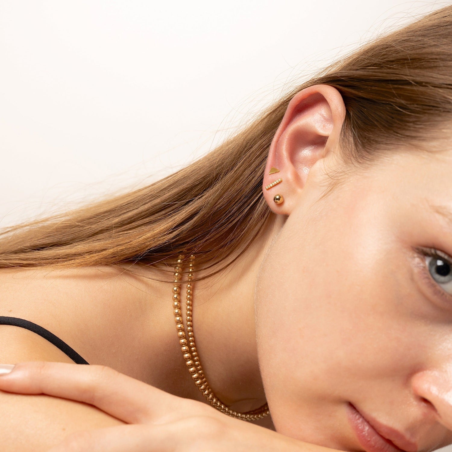 14K Solid Gold Statement Ball Stud Earrings