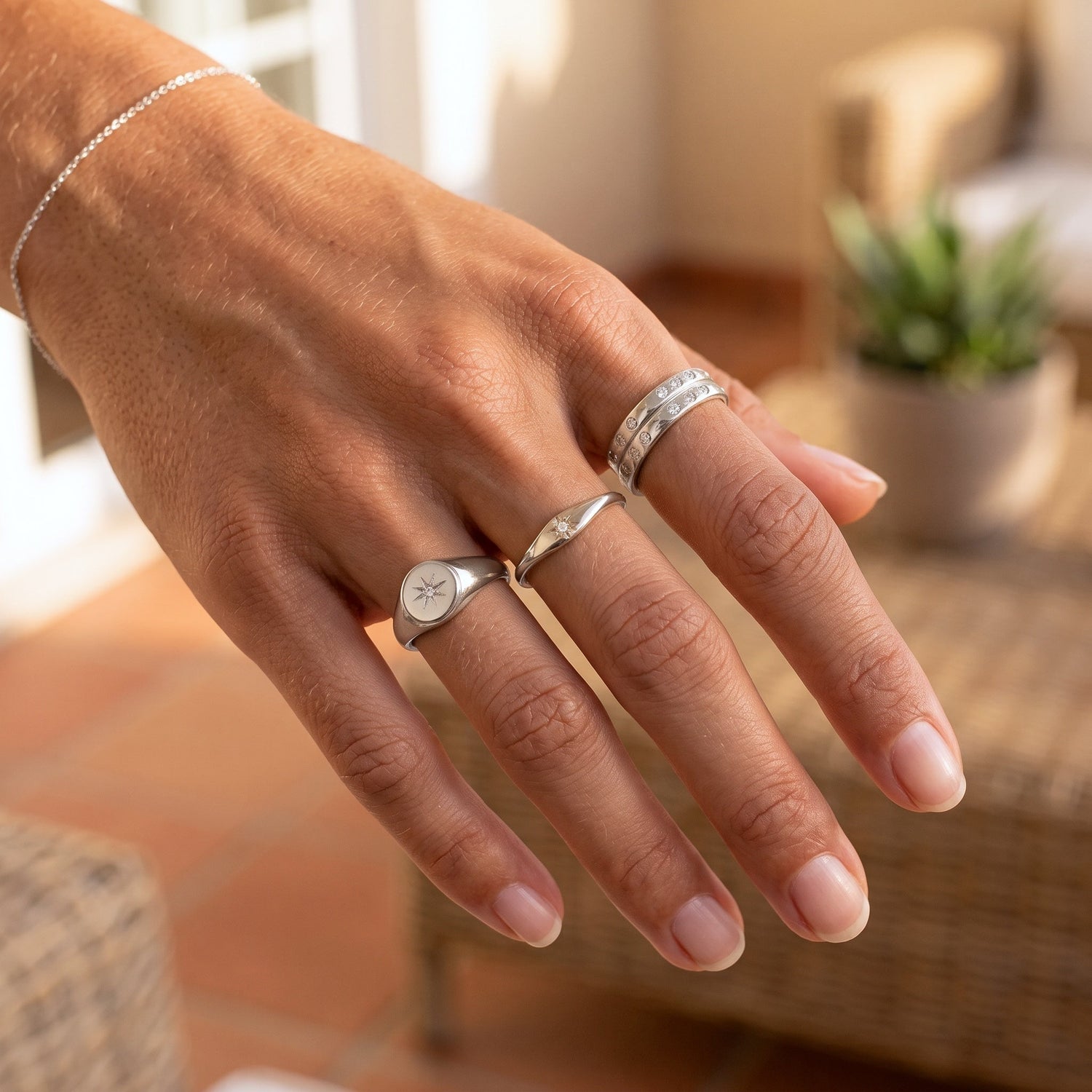 Star Signet Ring Silver