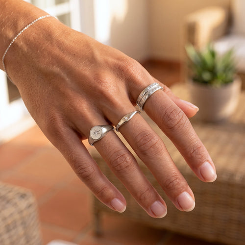 Star Signet Ring Silver