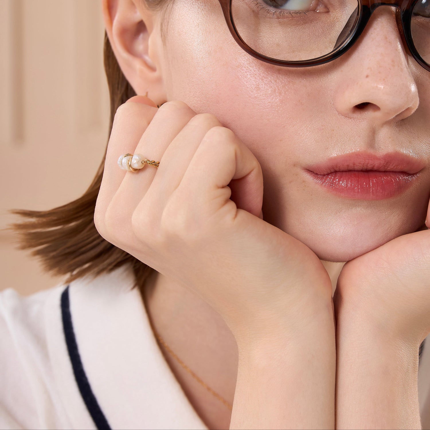 Baroque Pearly Golden Nuggets Ring