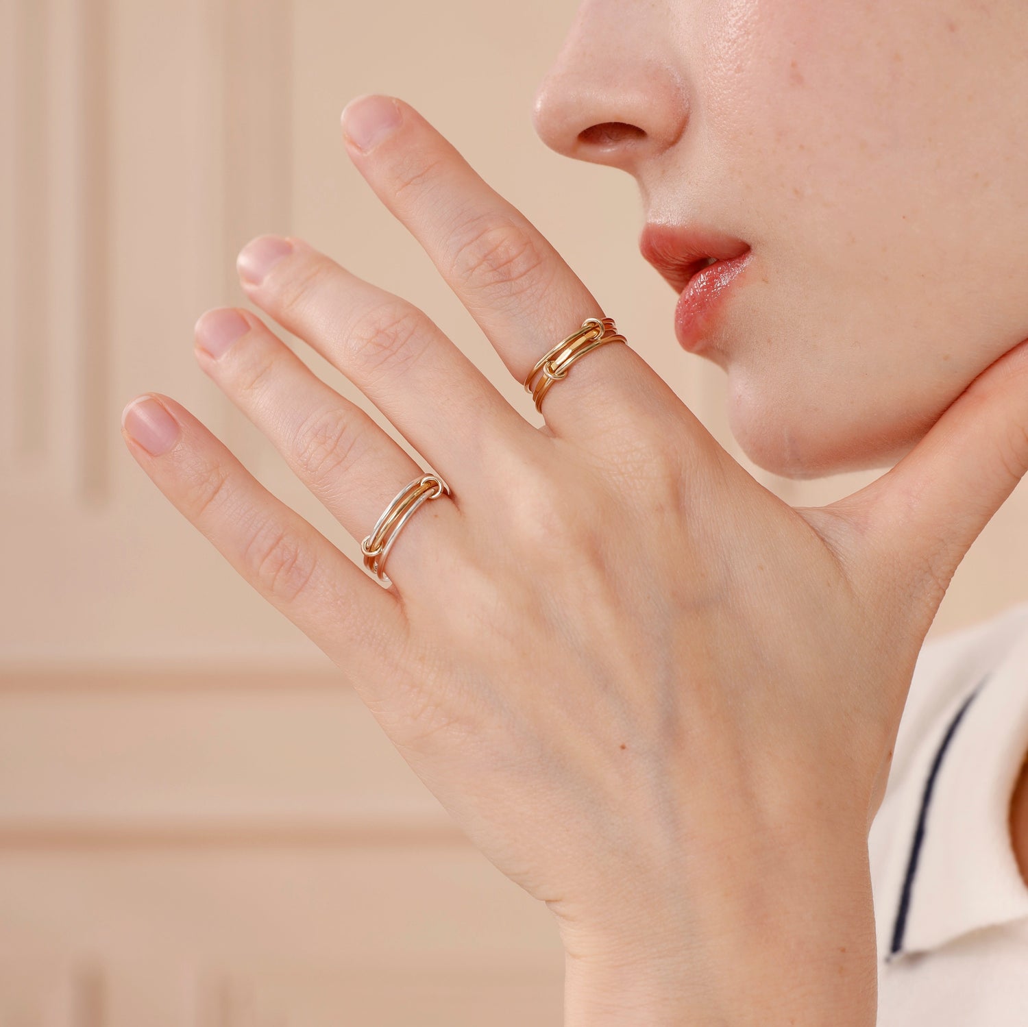 Two Tone Linked Stacker Ring