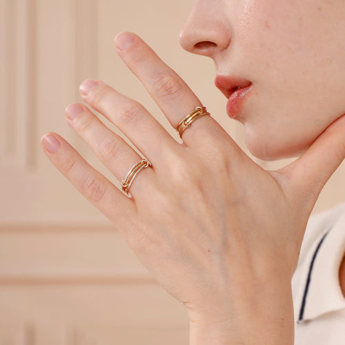 Two Tone Linked Stacker Ring