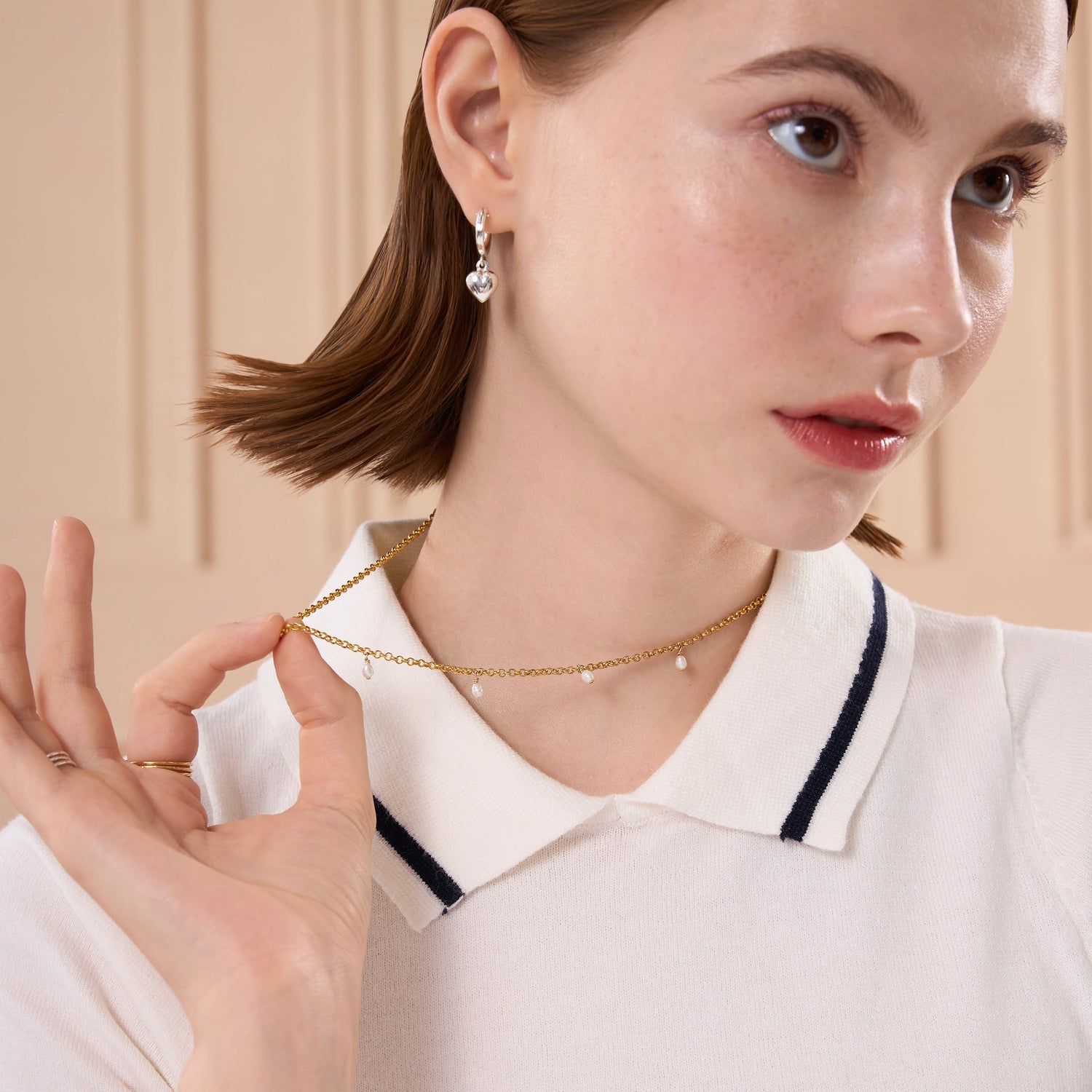 Silver Puff Heart Modern Round Hoop Earrings