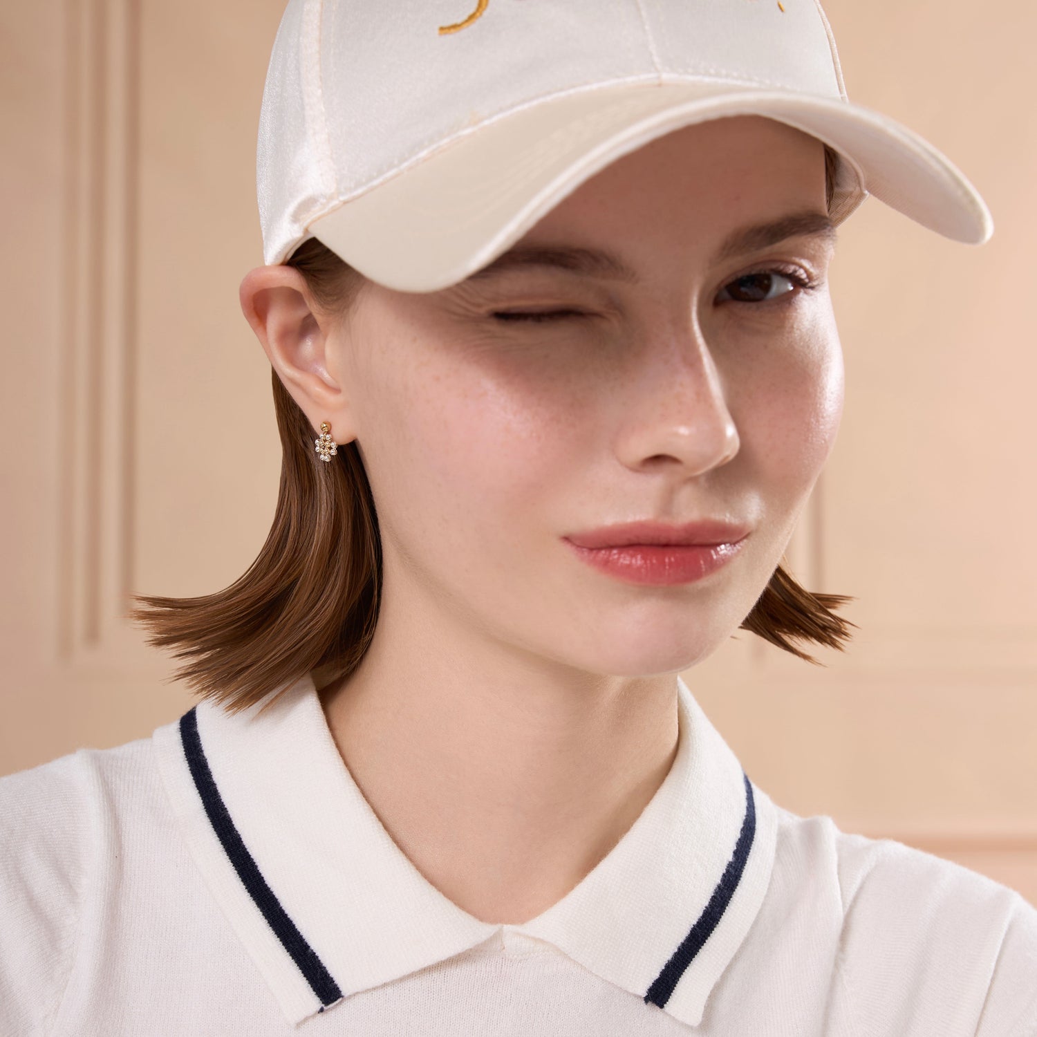 Beaded Two Tone Pixelis Stud Earrings