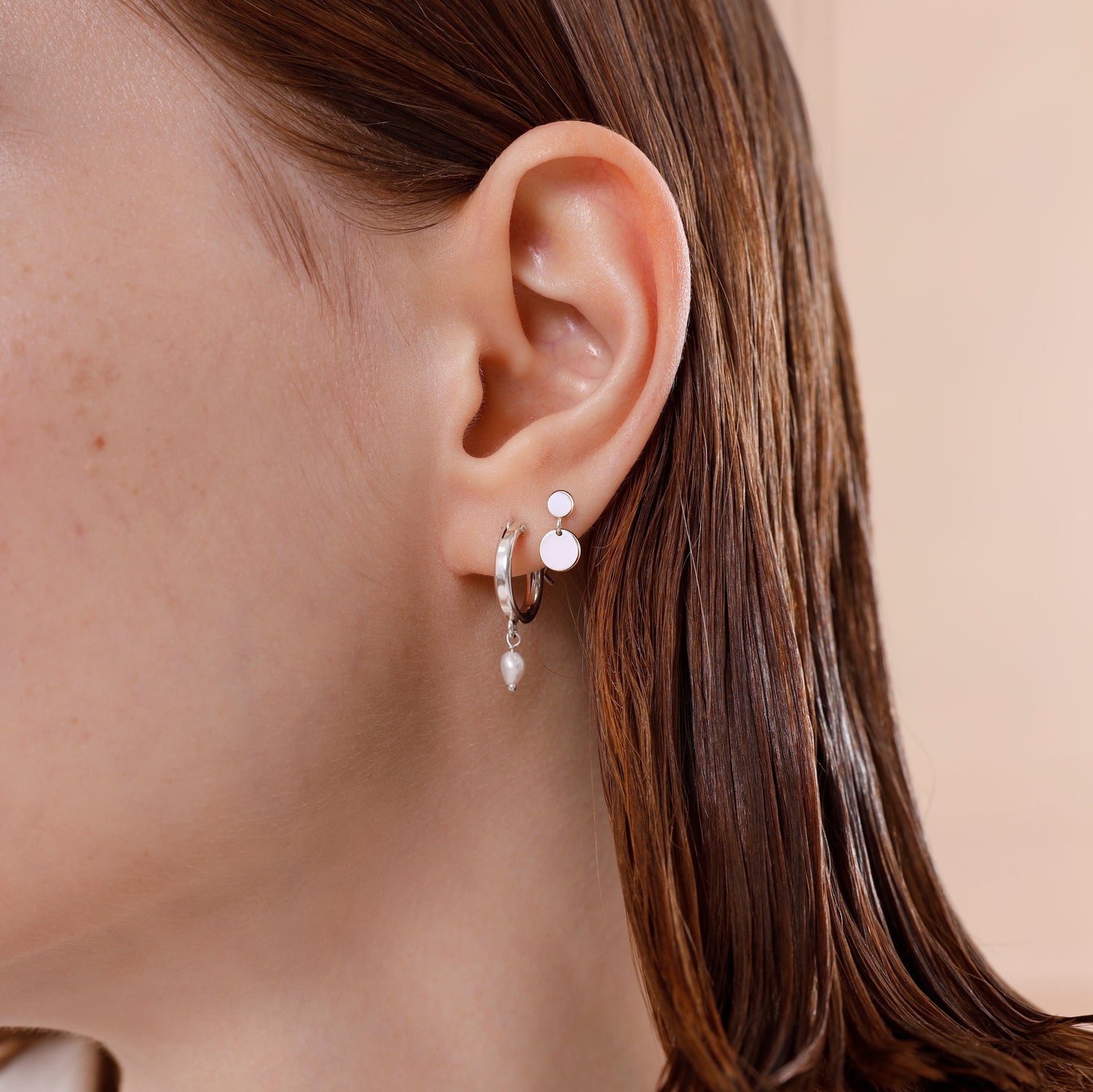 Mini Double Disc Stud Earrings