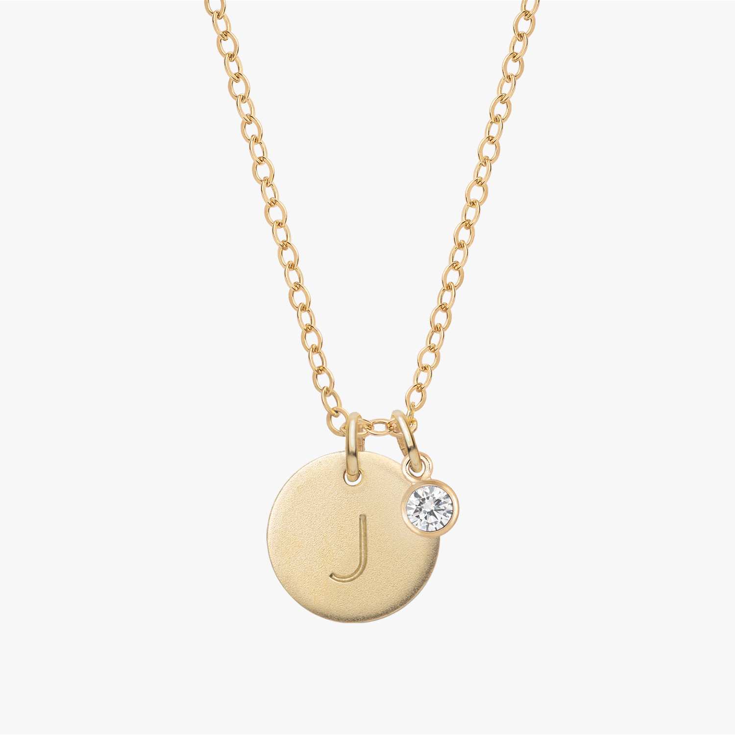 Personalized Initial Disc With Birthstone Necklace