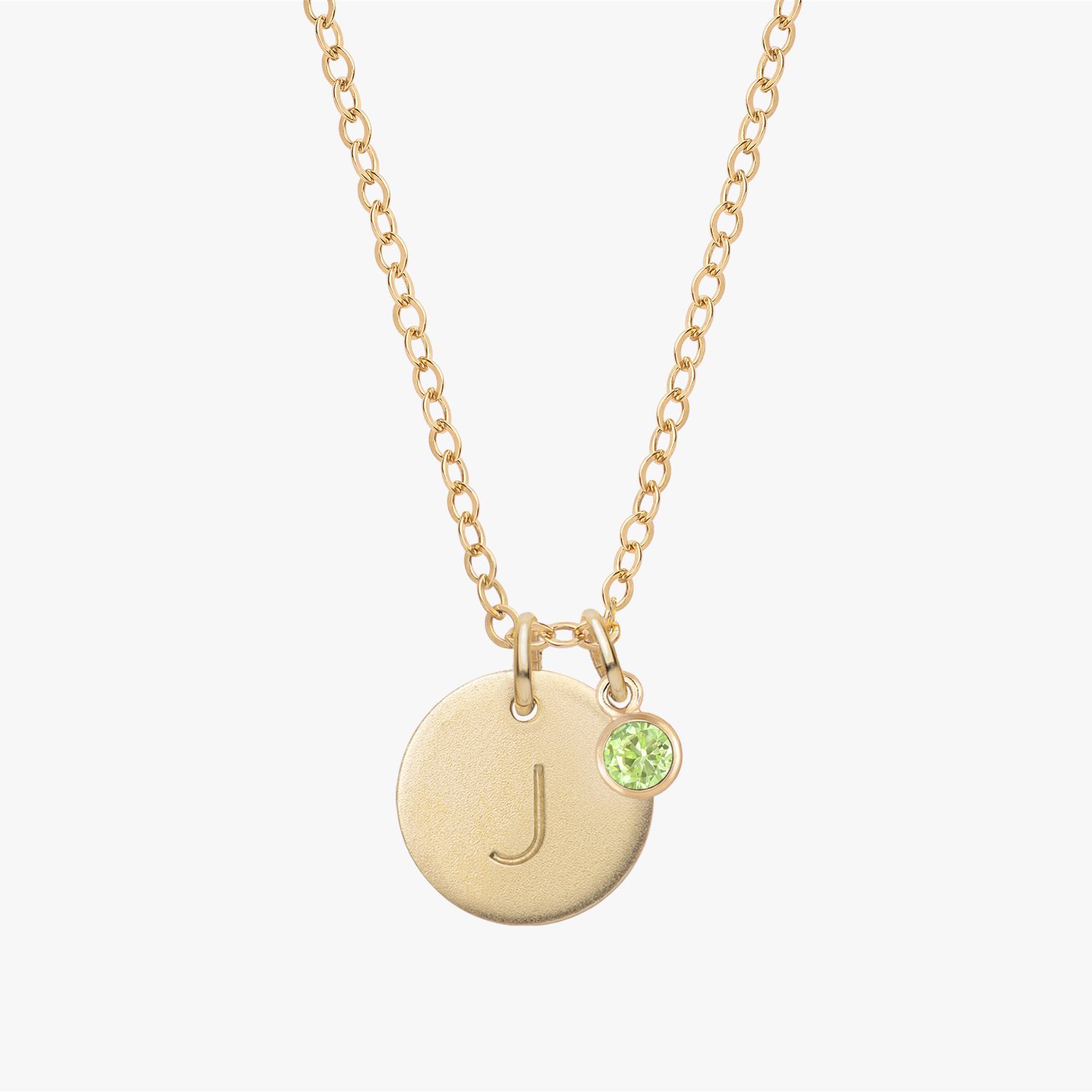 Personalized Initial Disc With Birthstone Necklace