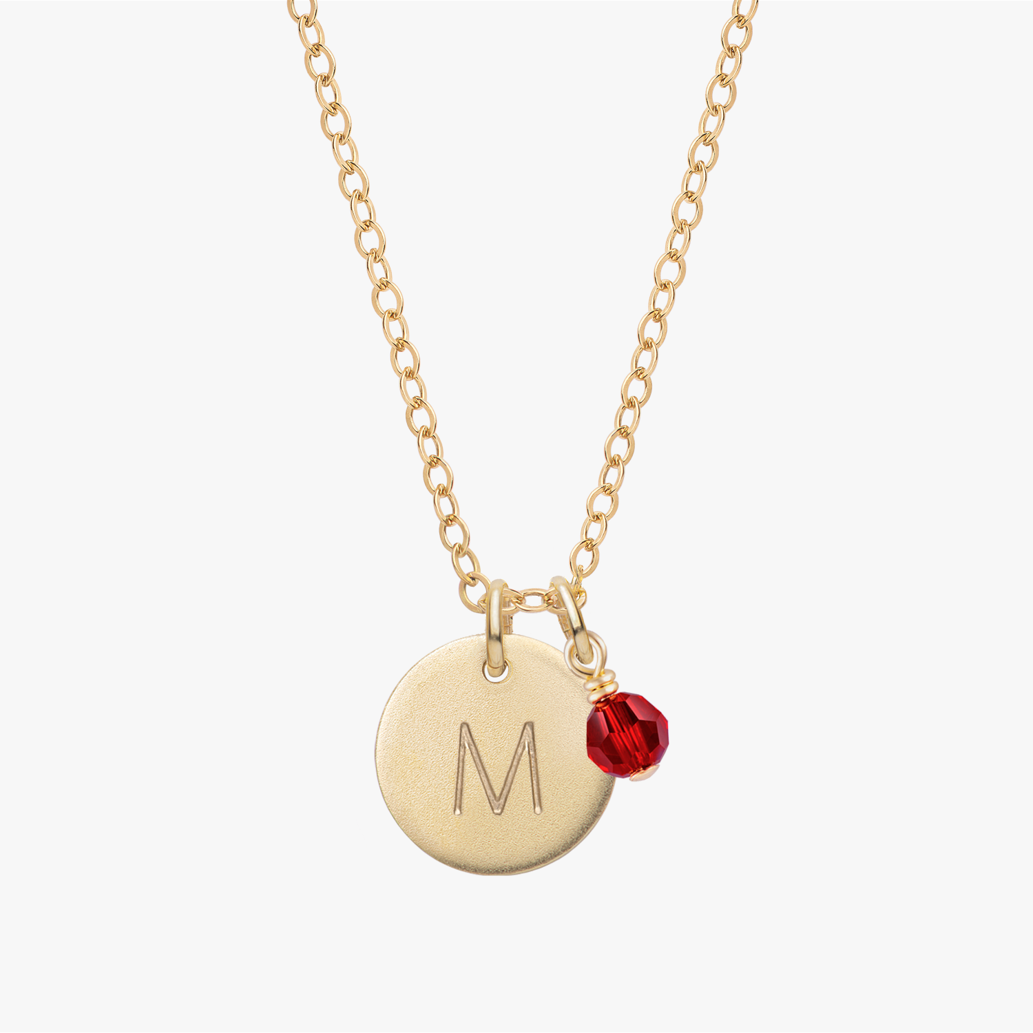 Personalized Initial Disc With Birthstone Necklace