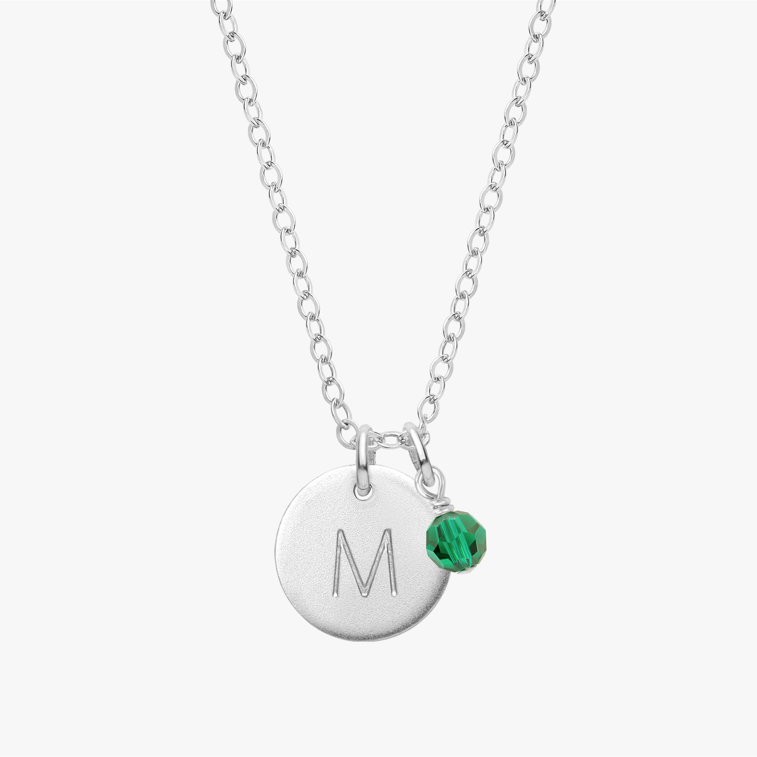 Personalized Initial Disc With Birthstone Necklace