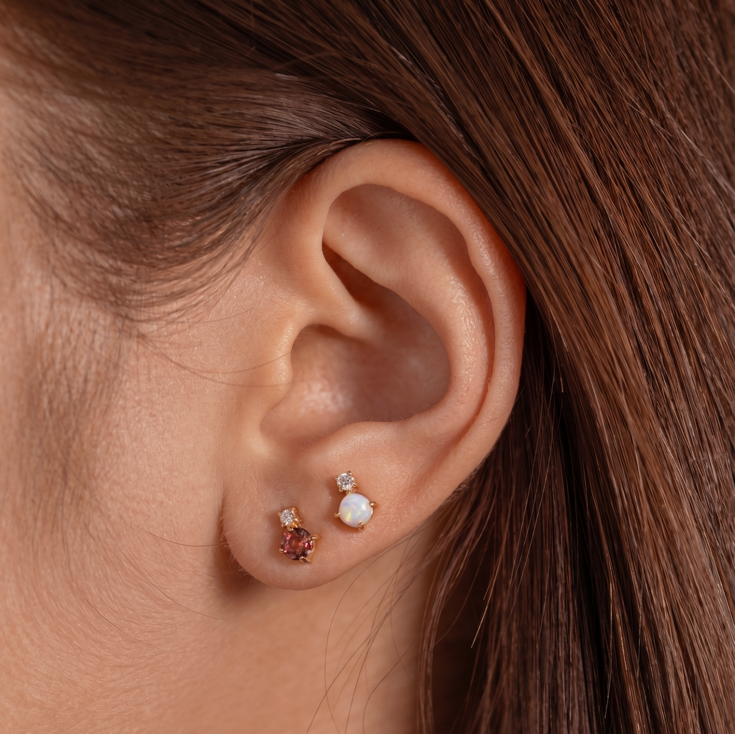Rhodolite CZ Stud Earrings