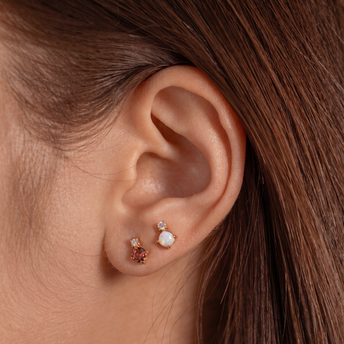 Rhodolite CZ Stud Earrings
