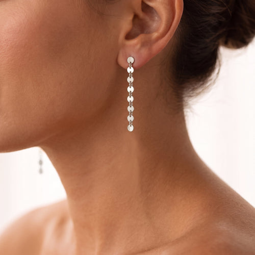 Coin Disc Long Earrings