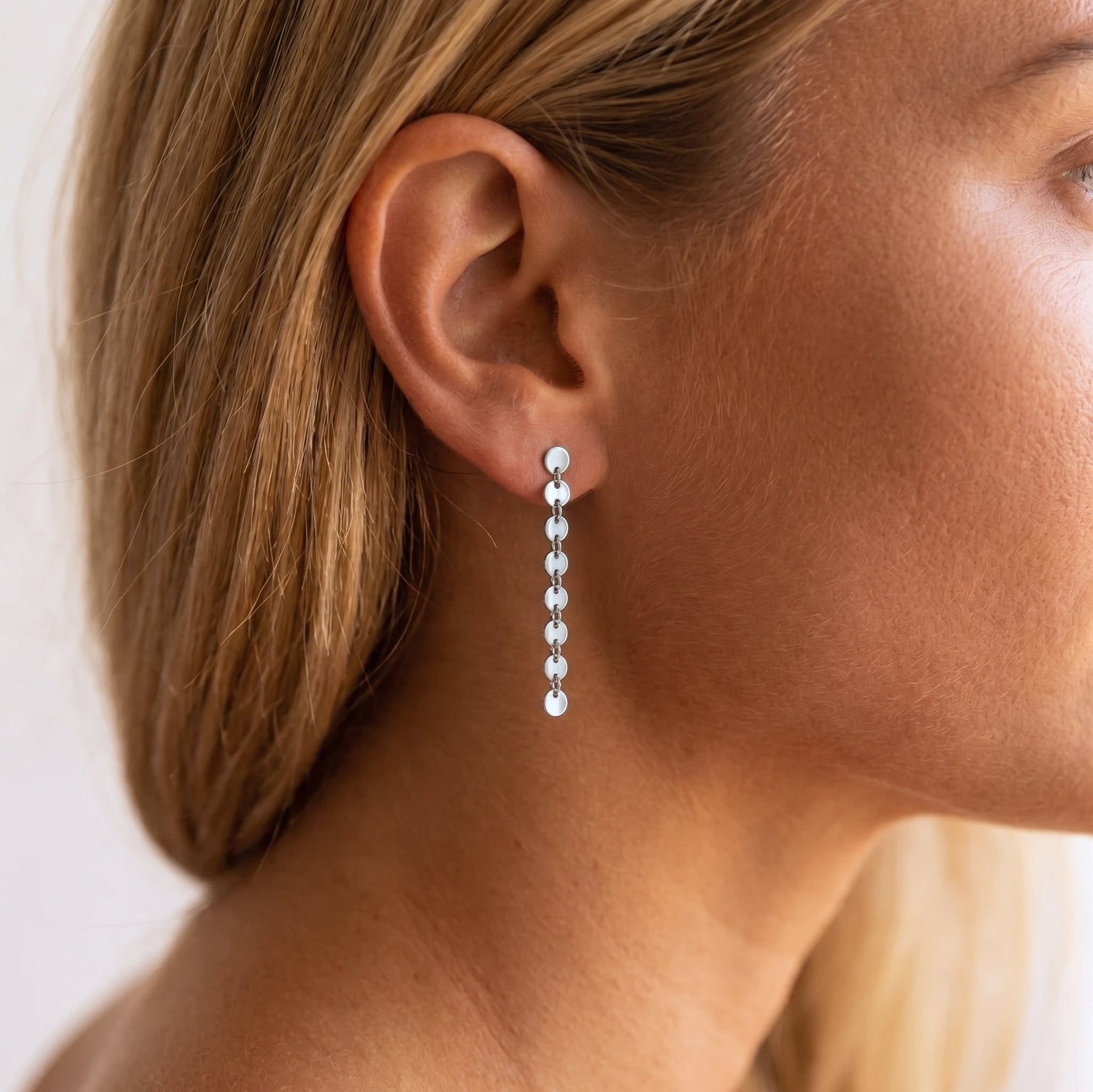 Coin Disc Long Earrings