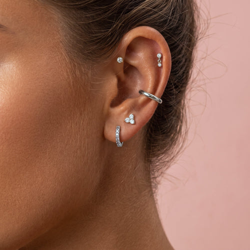 Scalloped Mini Threaded Flatback Earring