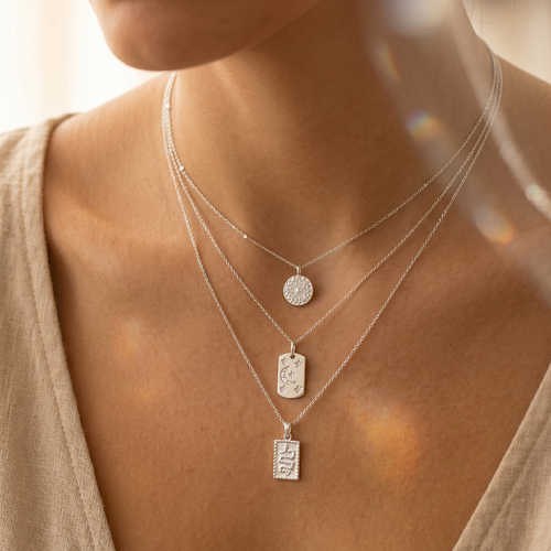 Square Snake Charm Necklace