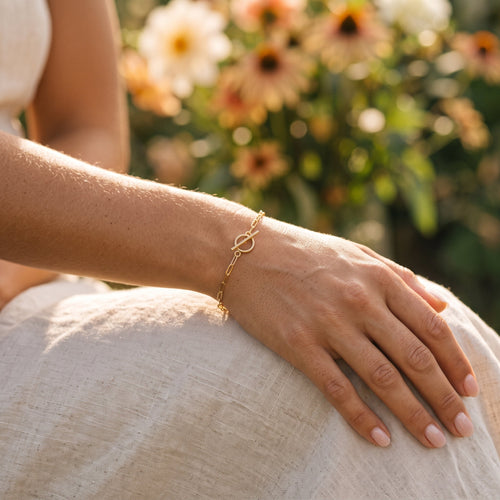 Paper Clip Chain Toggle Bracelet