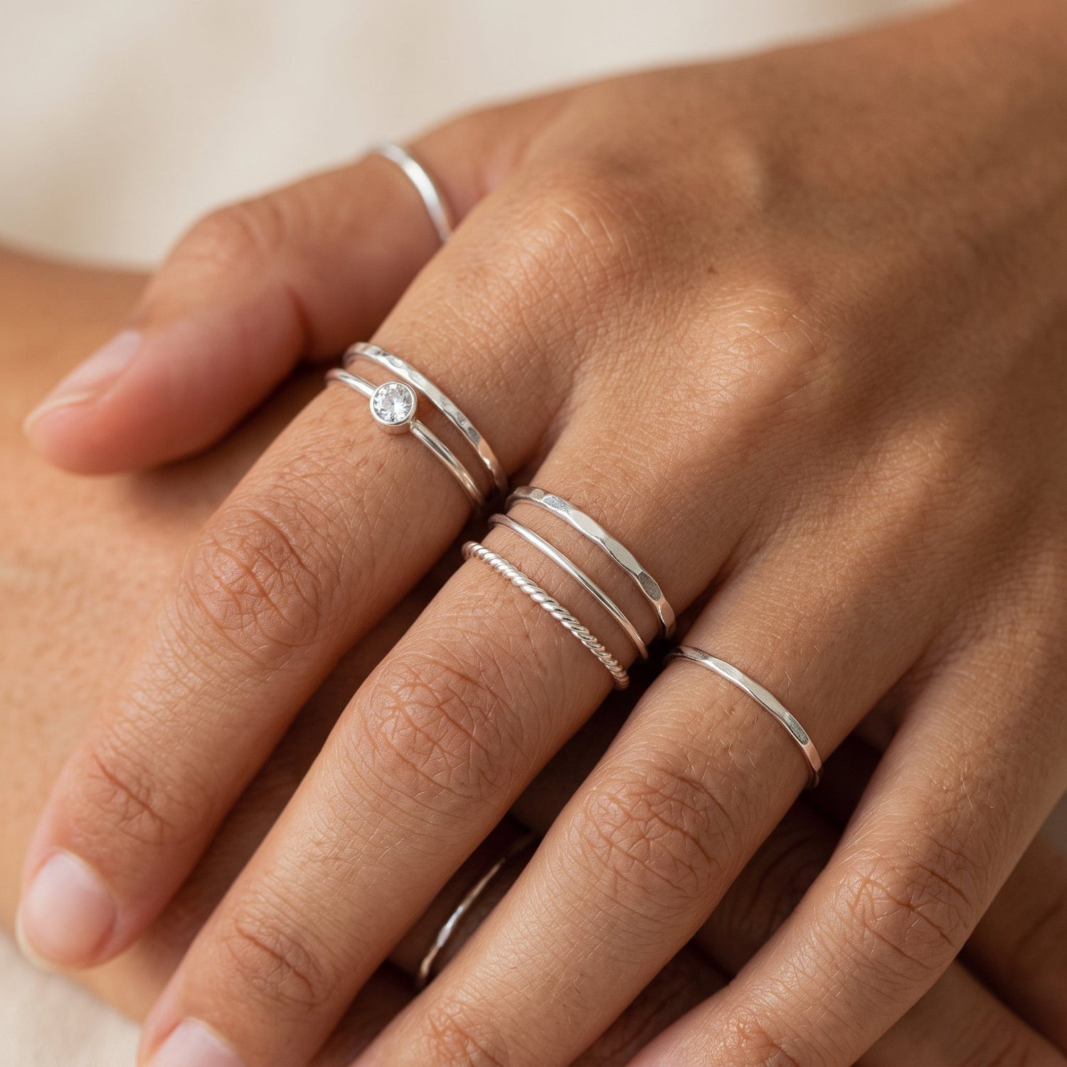 Hammered Band Ring Silver