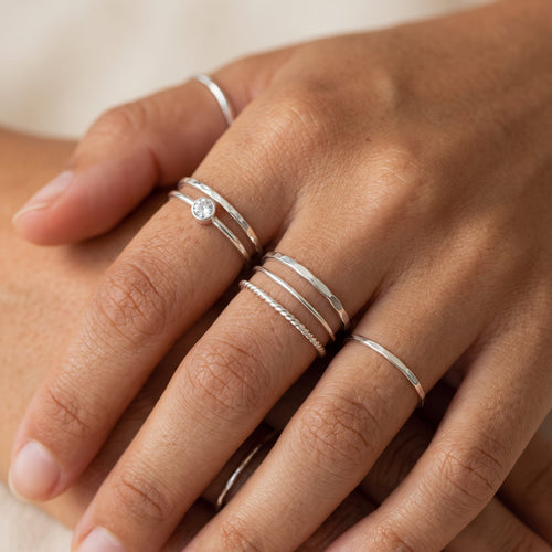 Hammered Band Ring Silver