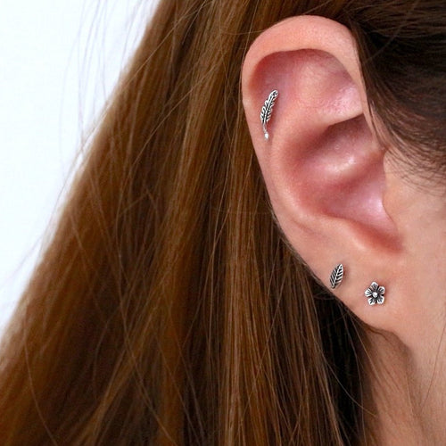 Little Oxidized Jasmine Stud Earrings