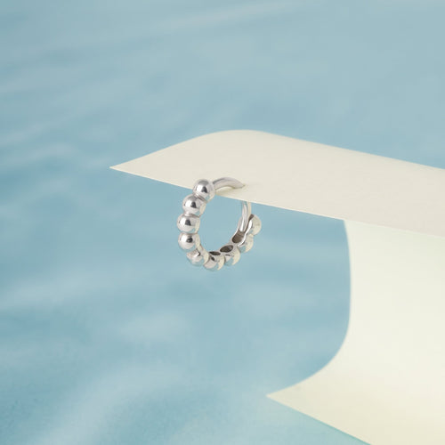 14K Solid Gold Bubble Tiny Hoop Earring