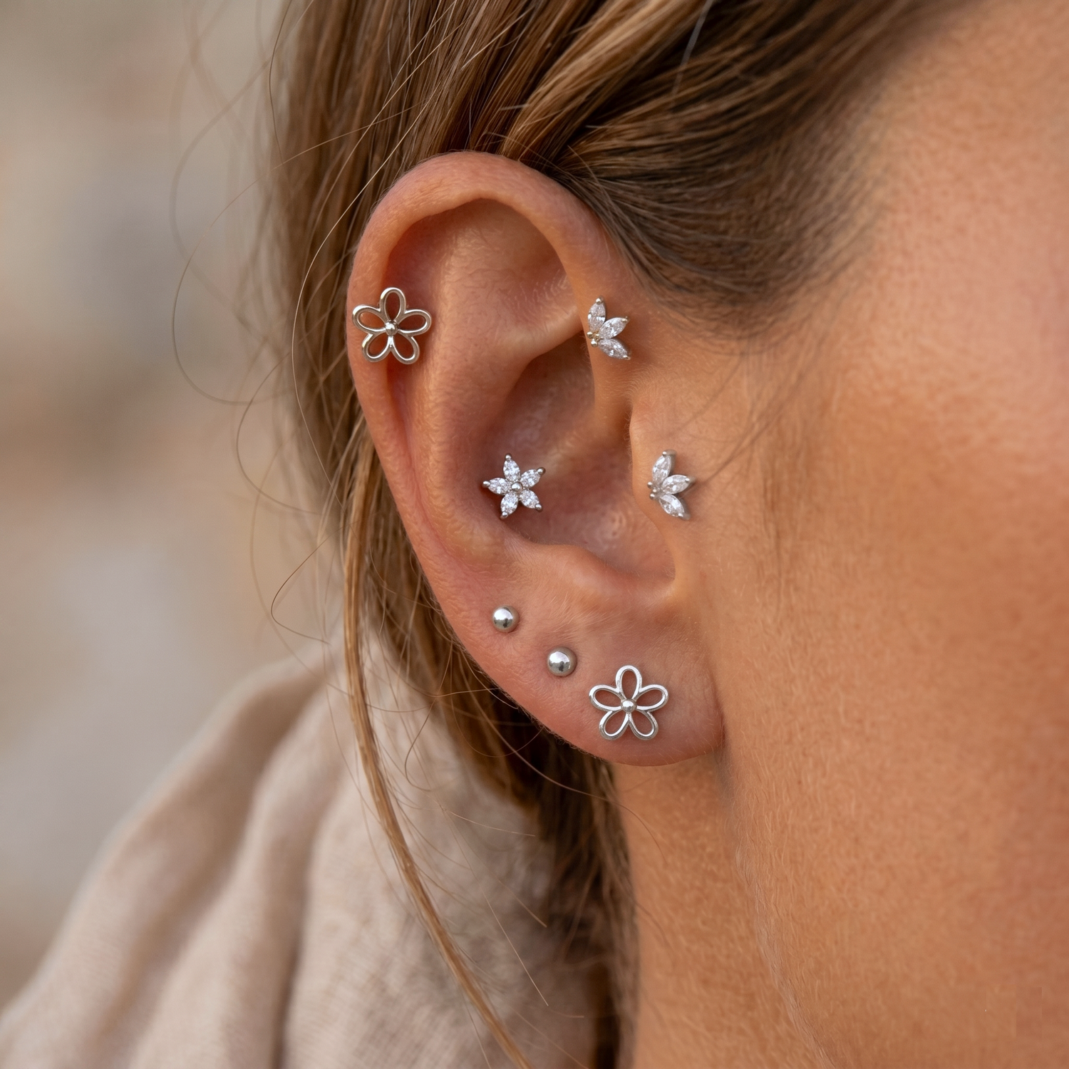 Lotus Flatback Earring